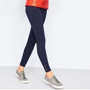 Talbots Ponte Knit Button Accent Black Legging Pants Size  Large